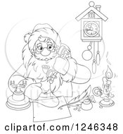 Poster, Art Print Of Black And White Santa Taking A Phone Call While Writing At A Desk
