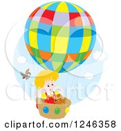 Poster, Art Print Of Bird By A Boy And Dog Flying In A Hot Air Balloon