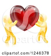Poster, Art Print Of 3d Gold People Holding Up A Shiny Red Heart