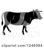 Clipart Of A Black Silhouetted Cow In Profile Royalty Free Vector Illustration