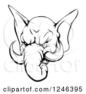 Poster, Art Print Of Black And White Aggressive Elephant Mascot Head