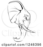 Clipart Of A Black And White Aggressive Elephant Mascot Head In Profile Royalty Free Vector Illustration