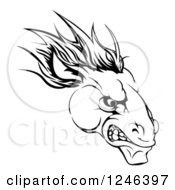 Poster, Art Print Of Black And White Aggressive Horse Mascot Head