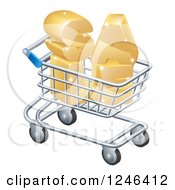 Clipart Of A 3d Shopping Cart With Golden SALE Inside Royalty Free Vector Illustration