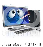3d Sick Computer Character With A Fever