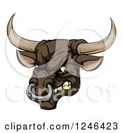 Poster, Art Print Of Snarling Aggressive Bull Mascot Head
