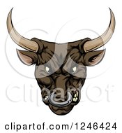 Clipart Of A Snarling Aggressive Bull Mascot Head Royalty Free Vector Illustration by AtStockIllustration