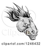 Poster, Art Print Of Gray Snarling Horse Mascot Head