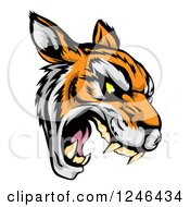 Poster, Art Print Of Roaring Aggressive Tiger Mascot Head