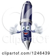 Clipart Of A Pleased Pen Holding Two Thumbs Up Royalty Free Vector Illustration by AtStockIllustration