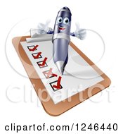 Clipart Of A Pen Completing A Survey Royalty Free Vector Illustration