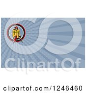 Clipart Of A Blue Ray Fireman Background Or Business Card Design Royalty Free Illustration