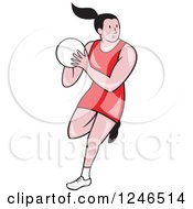 Cartoon Female Netball Player Jumping