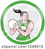 Poster, Art Print Of Cartoon Female Netball Player In A Circle