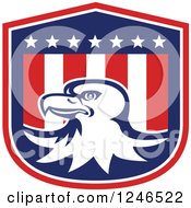 Clipart Of A Bald Eagle On An American Flag Shield Royalty Free Vector Illustration