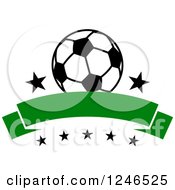 Poster, Art Print Of Soccer Ball Over A Banner And Stars