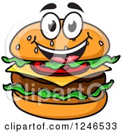 Clipart Of A Cheeseburger Character Royalty Free Vector Illustration