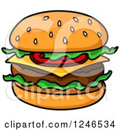 Clipart Of A Cheeseburger Royalty Free Vector Illustration