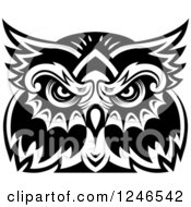 Poster, Art Print Of Black And White Owl Face Tribal Tattoo 5