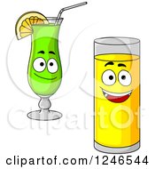 Clipart Of Juice And Cocktail Characters Royalty Free Vector Illustration