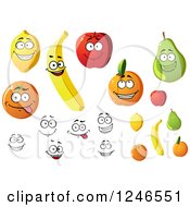 Poster, Art Print Of Lemon Orange Banana Apple Apricot And Pear Fruit Characters
