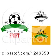 Poster, Art Print Of Soccer Balls With Stars Banners And Sport Text