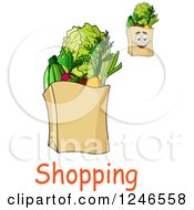 Poster, Art Print Of Paper Grocery Bags With Shopping Text