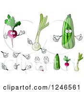 Clipart Of Beet Leek And Zucchini Characters Royalty Free Vector Illustration by Vector Tradition SM
