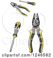 Clipart Of Screwdrivers And Pliers Royalty Free Vector Illustration