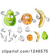 Clipart Of Pear Orange And Banana Fruit Characters Royalty Free Vector Illustration