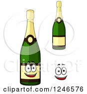 Clipart Of Champagne Bottles Royalty Free Vector Illustration