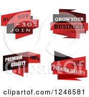 Clipart Of Red Origami Quality Banners Royalty Free Vector Illustration
