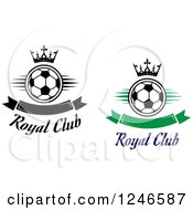 Clipart Of Soccer Balls With Crowns Banners And Royal Club Text Royalty Free Vector Illustration