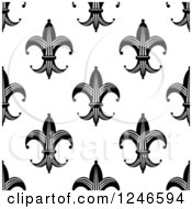 Clipart Of A Seamless Black And White Fleur De Lis Background Pattern 12 Royalty Free Vector Illustration