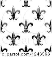Clipart Of A Seamless Black And White Fleur De Lis Background Pattern 11 Royalty Free Vector Illustration