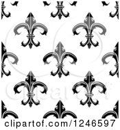 Clipart Of A Seamless Black And White Fleur De Lis Background Pattern 13 Royalty Free Vector Illustration