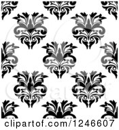 Poster, Art Print Of Seamless Background Pattern Of Black And White Damask Floral 15