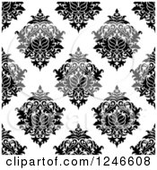 Poster, Art Print Of Seamless Background Pattern Of Black And White Damask Floral 14