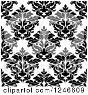 Poster, Art Print Of Seamless Background Pattern Of Black And White Damask Floral 17