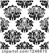 Poster, Art Print Of Seamless Background Pattern Of Black And White Damask Floral 18