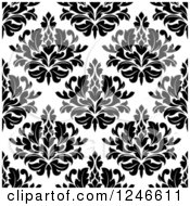 Poster, Art Print Of Seamless Background Pattern Of Black And White Damask Floral 16