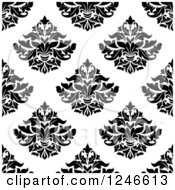 Poster, Art Print Of Seamless Background Pattern Of Black And White Damask Floral 21