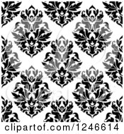 Poster, Art Print Of Seamless Background Pattern Of Black And White Damask Floral 20