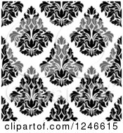 Poster, Art Print Of Seamless Background Pattern Of Black And White Damask Floral 19