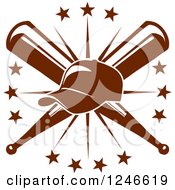 Clipart Of A Baseball Cap With Crossed Bats And Stars Royalty Free Vector Illustration