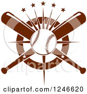 Clipart Of A Baseball With Crossed Bats Over A Star Burst Royalty Free Vector Illustration