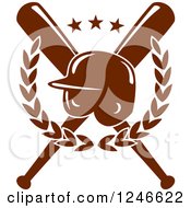 Clipart Of A Baseball Helmet With Crossed Bats And A Laurel With Stars Royalty Free Vector Illustration
