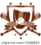 Poster, Art Print Of Baseball In A Mitt Over A Plate And Crossed Bats