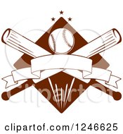 Clipart Of A Baseball With Crossed Bats Over A Diamond With A Banner Royalty Free Vector Illustration