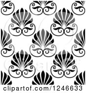 Clipart Of A Seamless Black And White Floral Pattern Royalty Free Vector Illustration